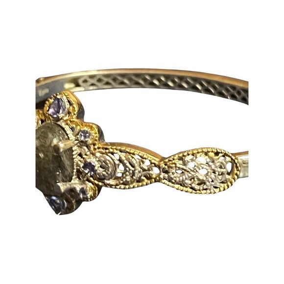 Karis Malagasy Labradorite & Multi Gemstone Filigree Vermeil Hinged Bracelet - Picture 12 of 16